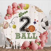 Aperturee - Aperturee Born 2 Ball Baseball Birthday Round Backdrop